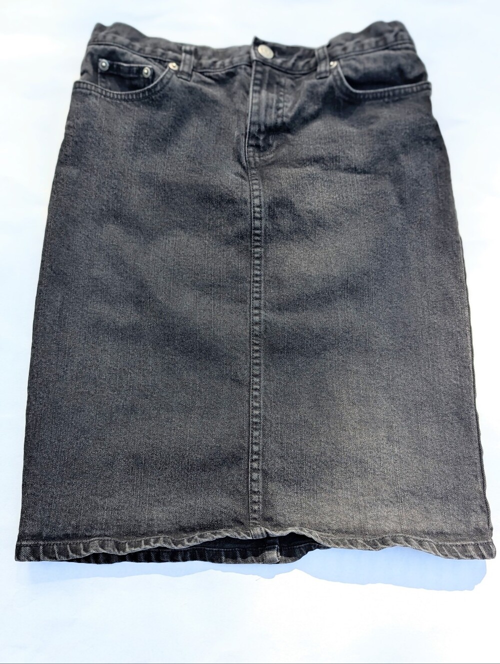LRL Lauren Jeans Co Women 2 Black Denim Pencil Skirt Western Cowgirl Preppy Goth
